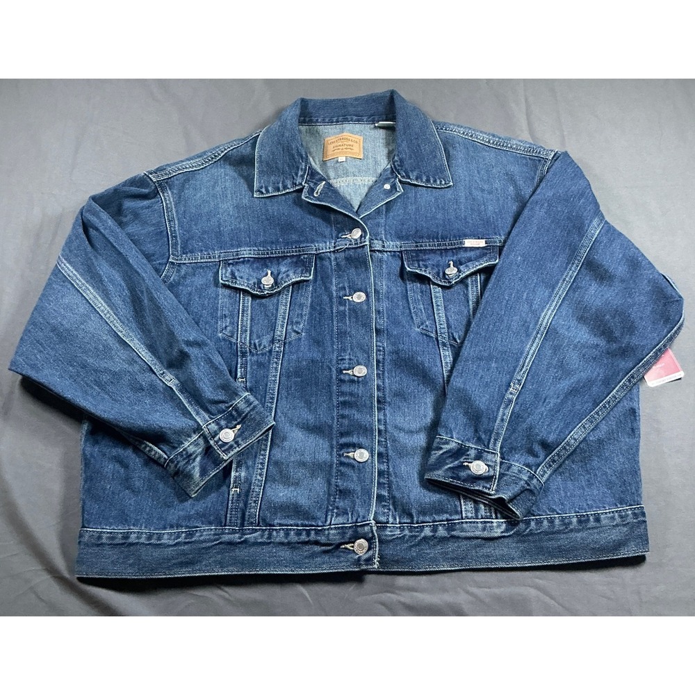 Levi Strauss Signature Womens Loose Trucker Denim Jacket XL Blue A6192-0002 NWT